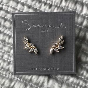 Statement Grey Angel Wings Marquise Earrings